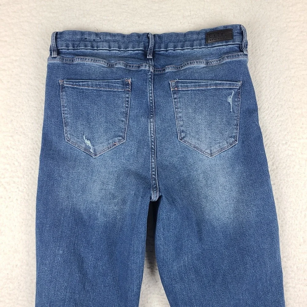 Nicole Miller Jeans Womens 12 Blue SOHO High Rise Slim Straight Medium Wash Fray